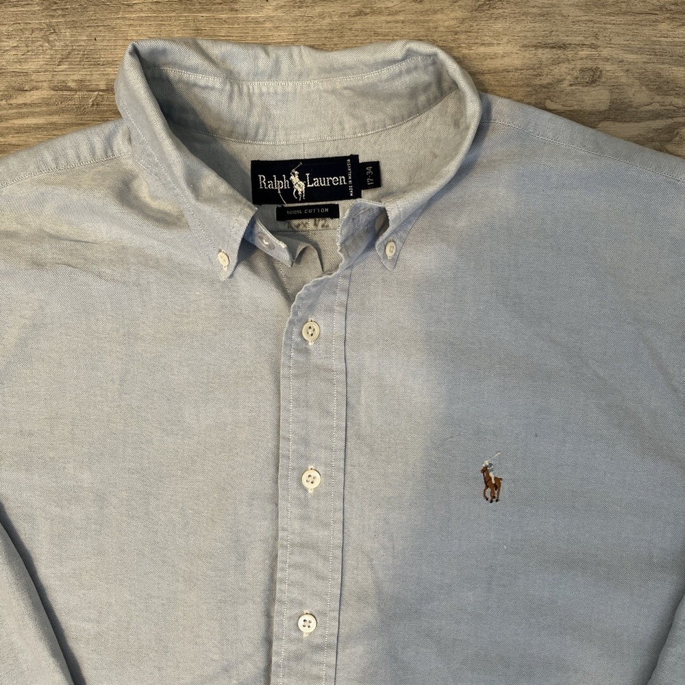 Ralph Lauren Shirt Mens 17 -34 Classic Fit Button Down Oxford Pony Polo